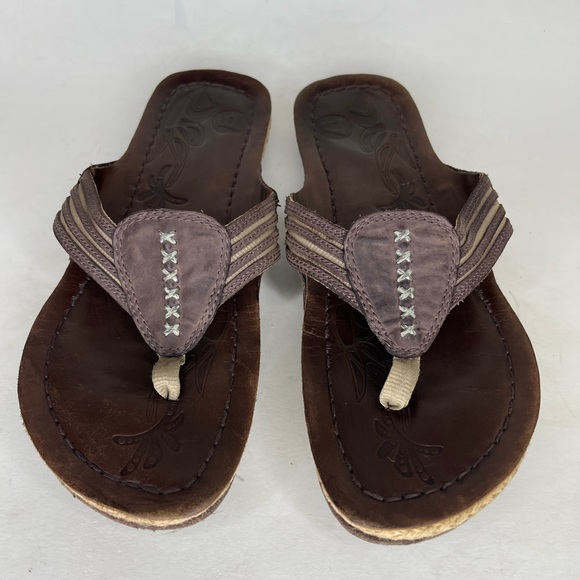 Merrell Lucca Espresso Women Brown Leather Thong sz 9 Womens Sandals Flip Flop - Picture 7 of 13